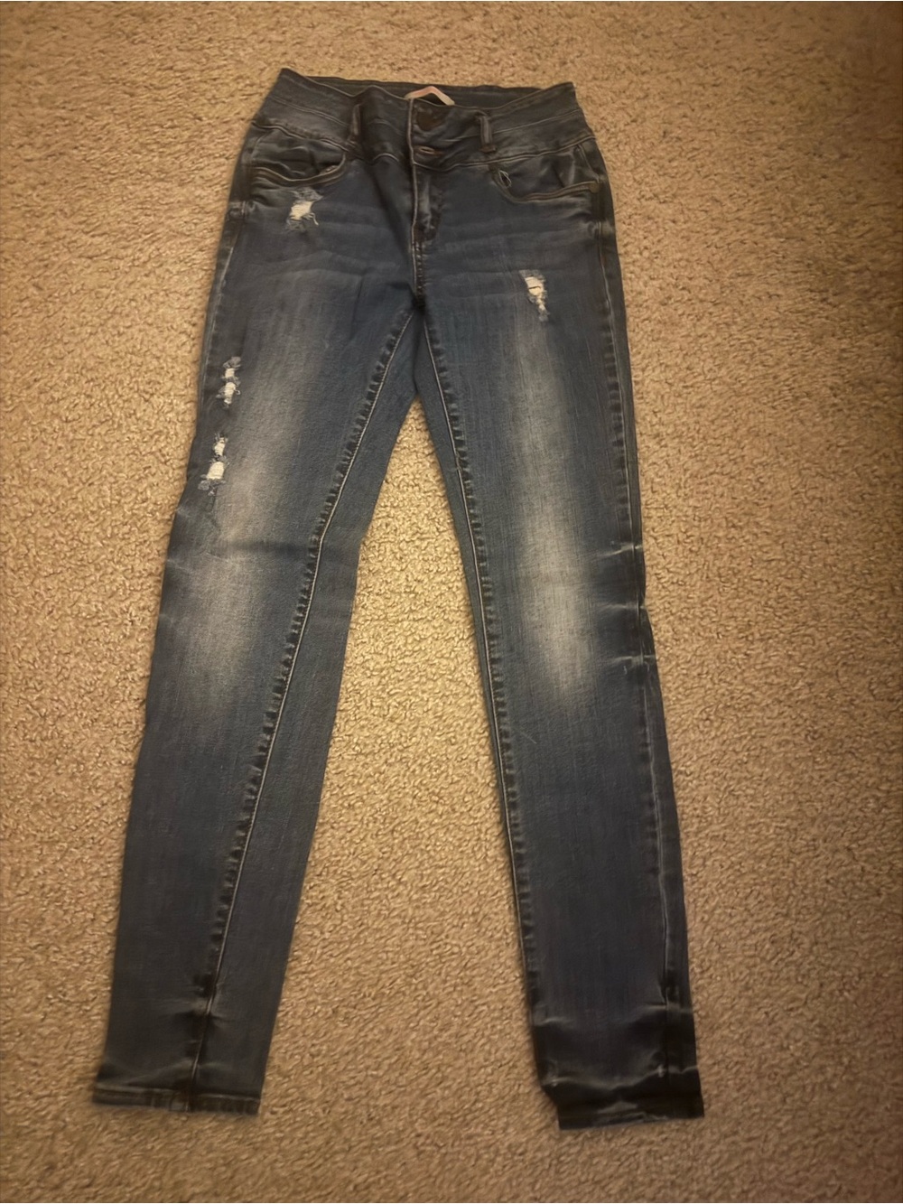 Refuge Distressed Dark Blue Skinny Jeans